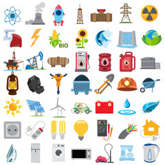 Energetics icons, vector energetics icons set