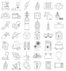 Outline icons of energetics, contour icon, line icon