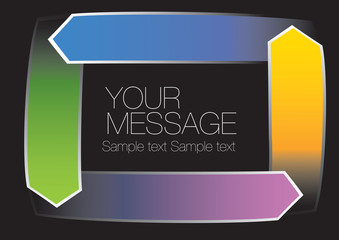 Four Overlapping Convex Arrows Frame Isolated on Black Background with Copy Space