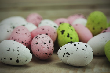Easter eggs on a wooden background