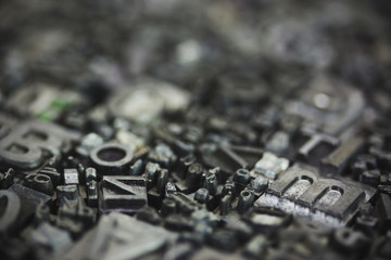 Close up of typeset letters