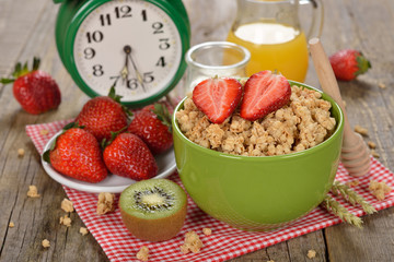 Granola with strawberries