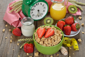 Granola with strawberries