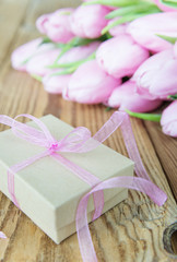 Flowers and gift box