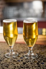 View of two pints of beer