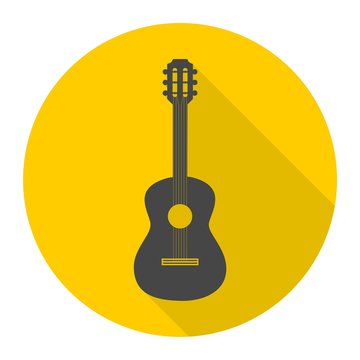 Guitar icon with long shadow