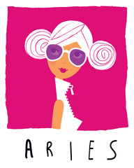 Aries girl. Horoscope illustration