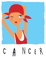 Cancer girl illustration. Horoscope icon