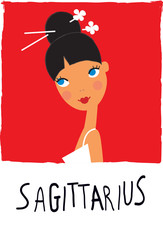 Sagittarius girl. Horoscope illustration
