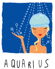 Aquarius girl. Horoscope illustration