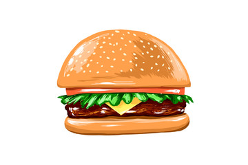  Juicy Burger on a white background