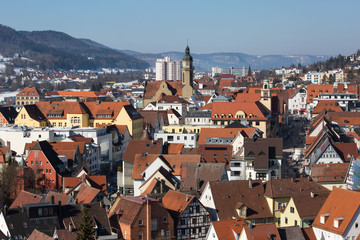 Fototapeta na wymiar Ausblick auf die Stadtmitte von Albstadt-Ebingen
