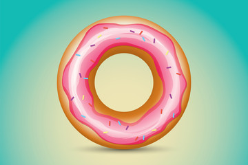 Pinc realistic doughnut. Vector Illustration