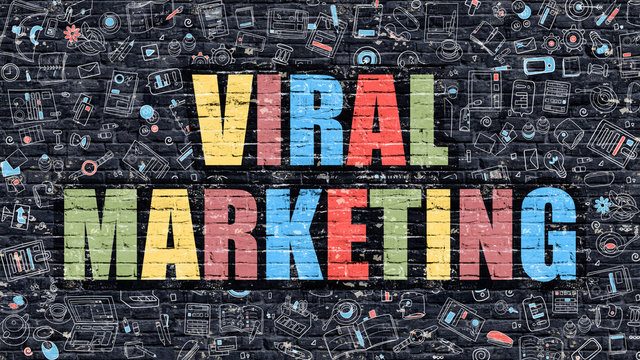 Viral Marketing Concept. Viral Marketing Drawn on Dark Wall. Viral Marketing in Multicolor. Viral Marketing Concept. Modern Illustration in Doodle Design of Viral Marketing.