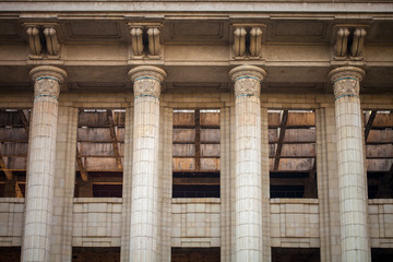 Derelict building with big columns