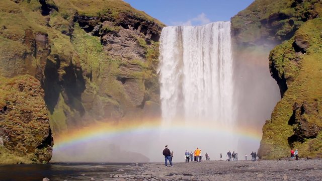 double rainbow from waterfall Skogafoss