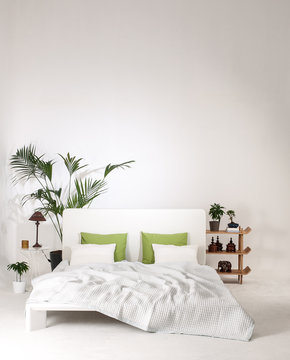 White bedroom with soft light colors