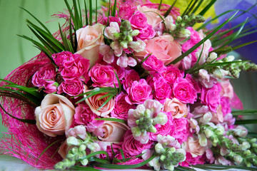 Beautiful bouquet of flowers in the basket