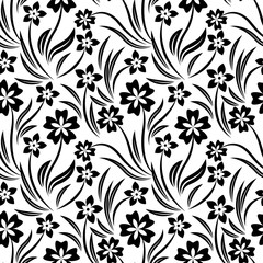 Black and White Vector Flower Pattern