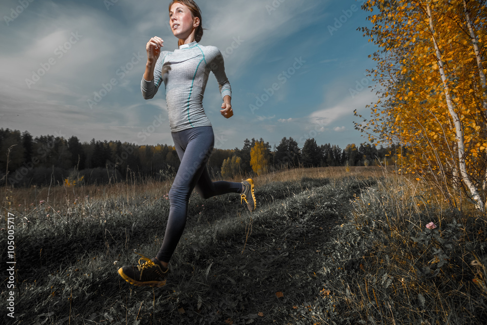 Wall mural Running in a forest