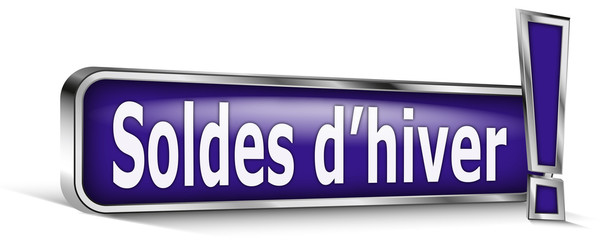 Soldes d'hiver sur panneau bleu