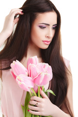 woman with  tulip bouquet