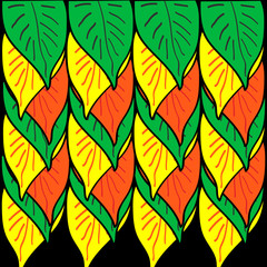 Three-color background with leaves
Three-color background with yellow, green, red leaves on a black background
