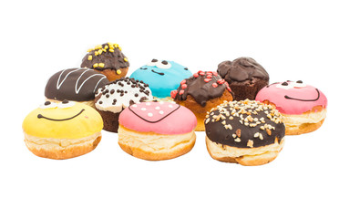 Colorful delicious donuts isolated