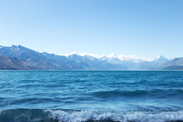 landscape of lake in summer day in new zealand