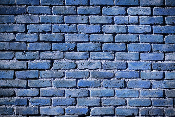 old blue bricks wall