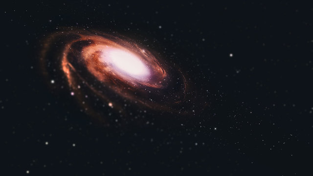 Spiral galaxy with tilt-shift effect in deep space.