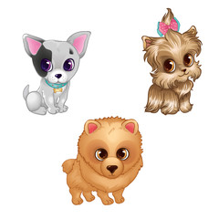 Set Of Cute Different Dogs