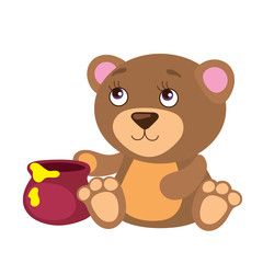 Cute Bear With Honey Pot