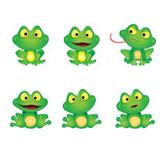 Obraz premium Set Green Emotional Frogs
