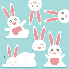Rabbit emotion. Flat design for business financial marketing banking commercial advertising e-commerce shopping web in minimal concept cartoon illustration.