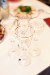 champagne glasses on festive table