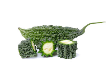 Bitter melon, Bitter gourd fruits  on white background