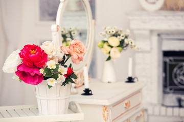 interior of the light room with flowers