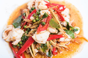 Spicy seafood stir fried