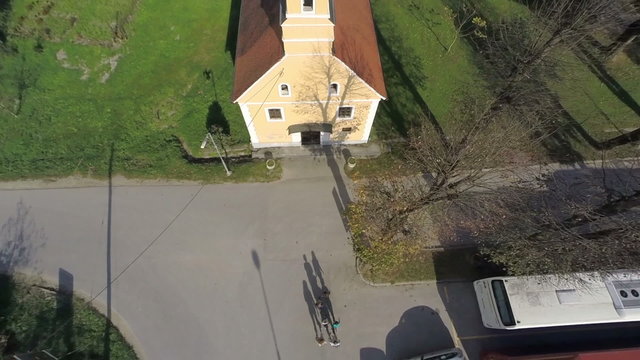 The grope of tourists are going in the local church 