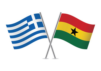 Greek and Ghanaian flags. Vector illustration.