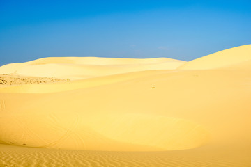 White sands Dunes in Vietnam, White desert background,Popular tourist attractions in South of Vietnam.