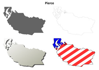 Pierce County, Washington outline map set