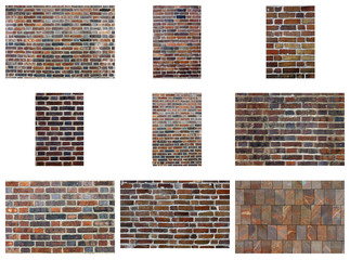 collage collection brick texture background pattern red brown