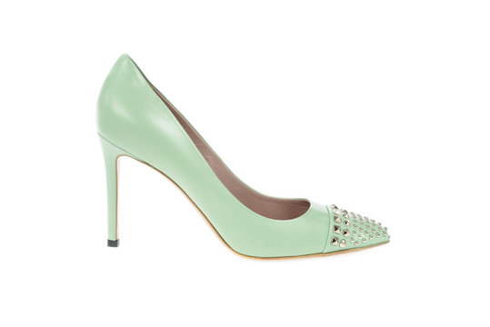 Green Elegant Shoe Isolated with studs
