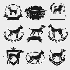 Dogs label and icons set. Vector