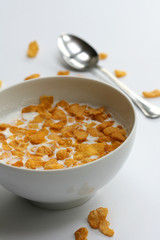 gluten-free breakfast- corn flakes with milk