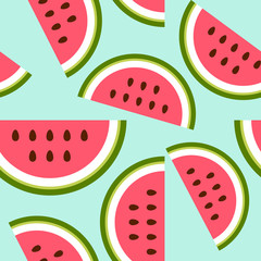 Baby and kids style abstract geometric background, cute seamless pattern with watermelon - 105017571
