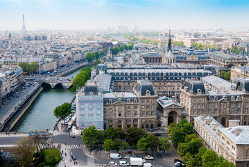 Naklejka premium Top view from Notre Dame Cathedral in Paris, France.