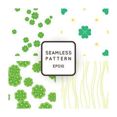 Set of vector seamless patterns with clovers